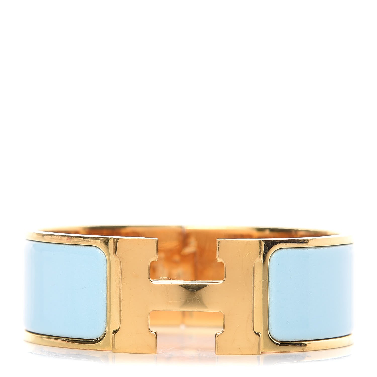 Hermes Enamel Clic Clac H Wide Bracelet PM Aigue Marine 1 of 5
