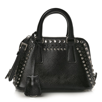 Prada Saffiano Vernice Crystal Studded Mini Promenade Tote Black 1 of 9