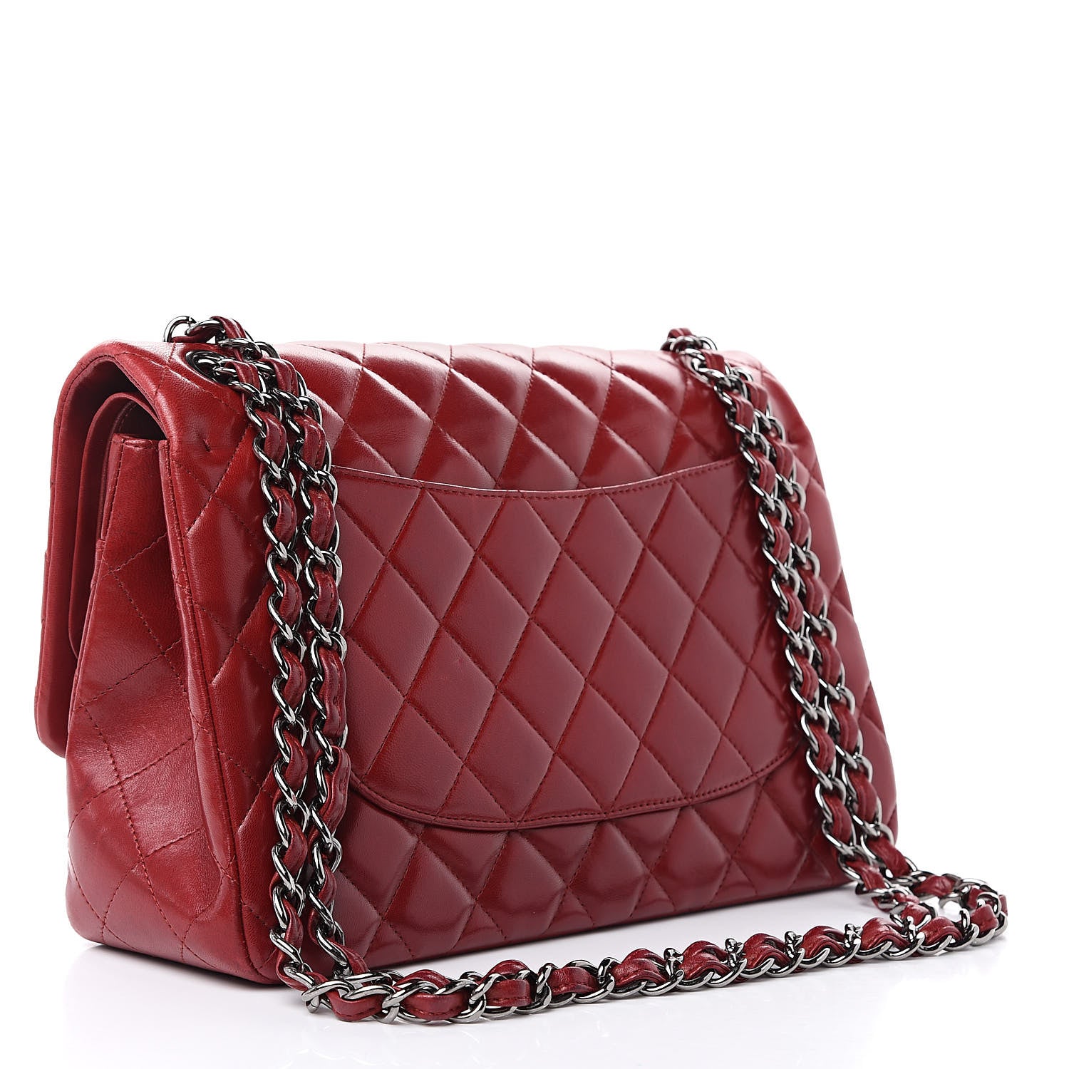 Chanel Lambskin Quilted Jumbo Double Flap Dark Red 3 of 19
