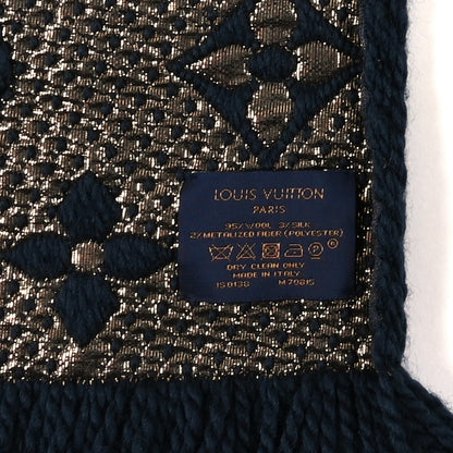Louis Vuitton Wool Silk Logomania Shine Scarf Petrol 3 of 3