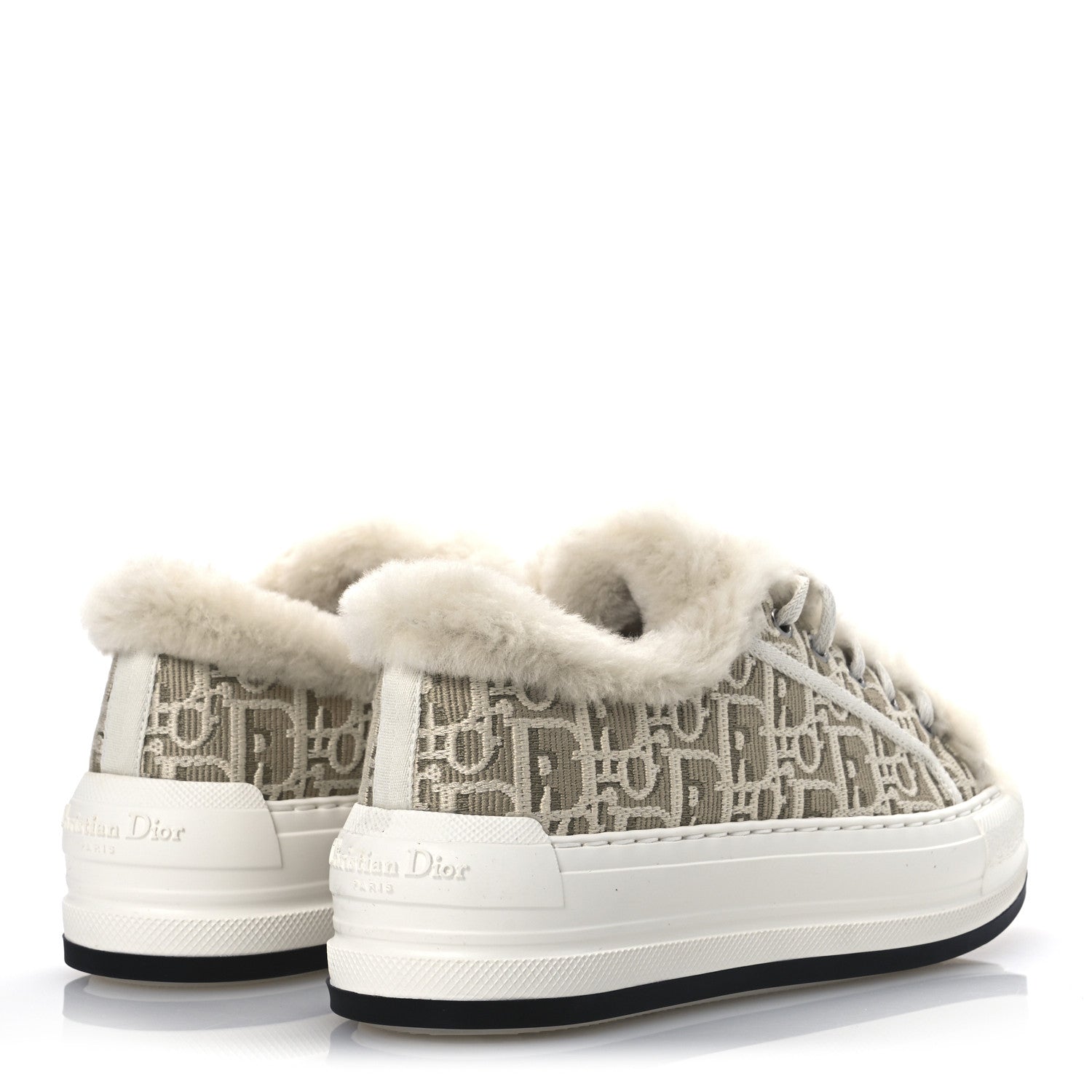 クリスチャン・ディオール Christian Dior Canvas Oblique Shearling Walk'N'Dior Platform