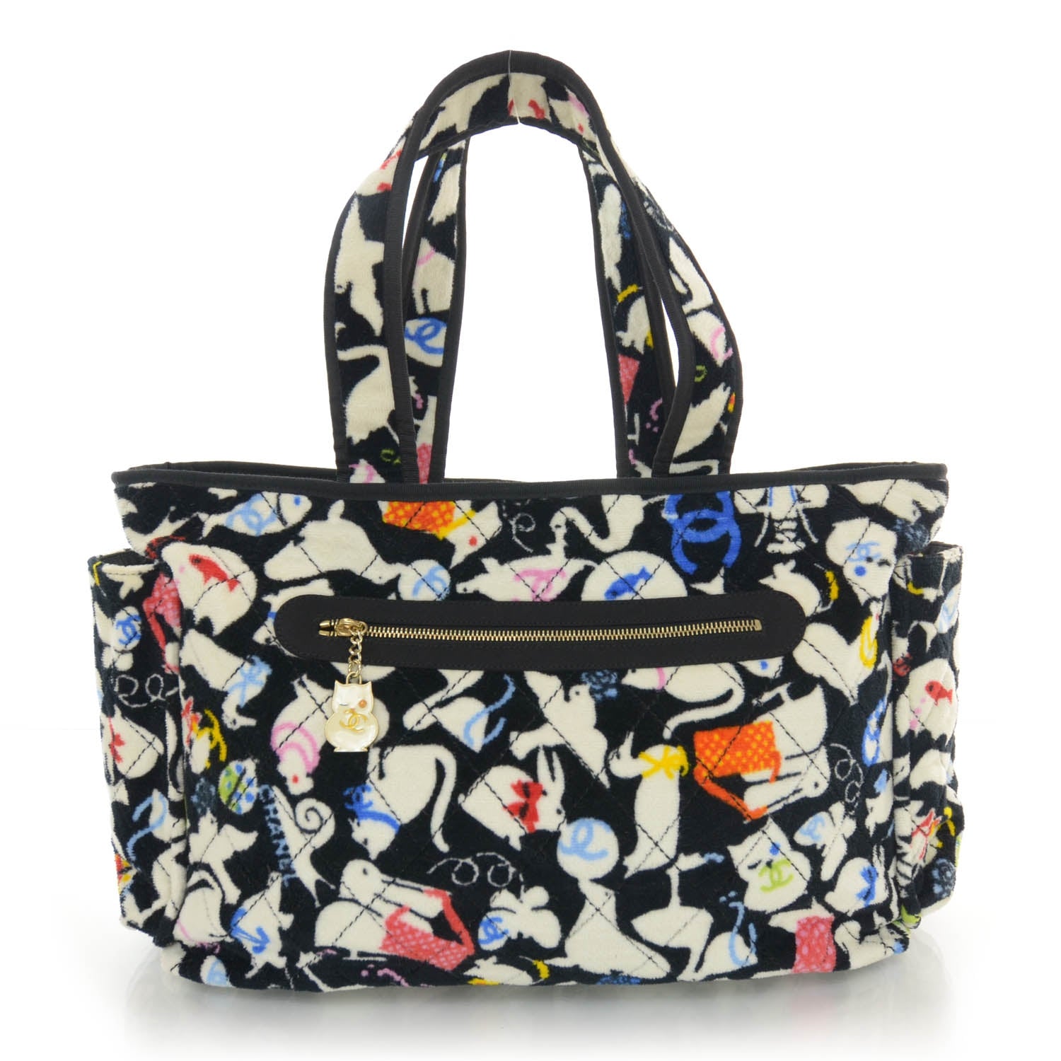 Chanel Terry Cotton Baby Animals Diaper Bag Black 1 of 10
