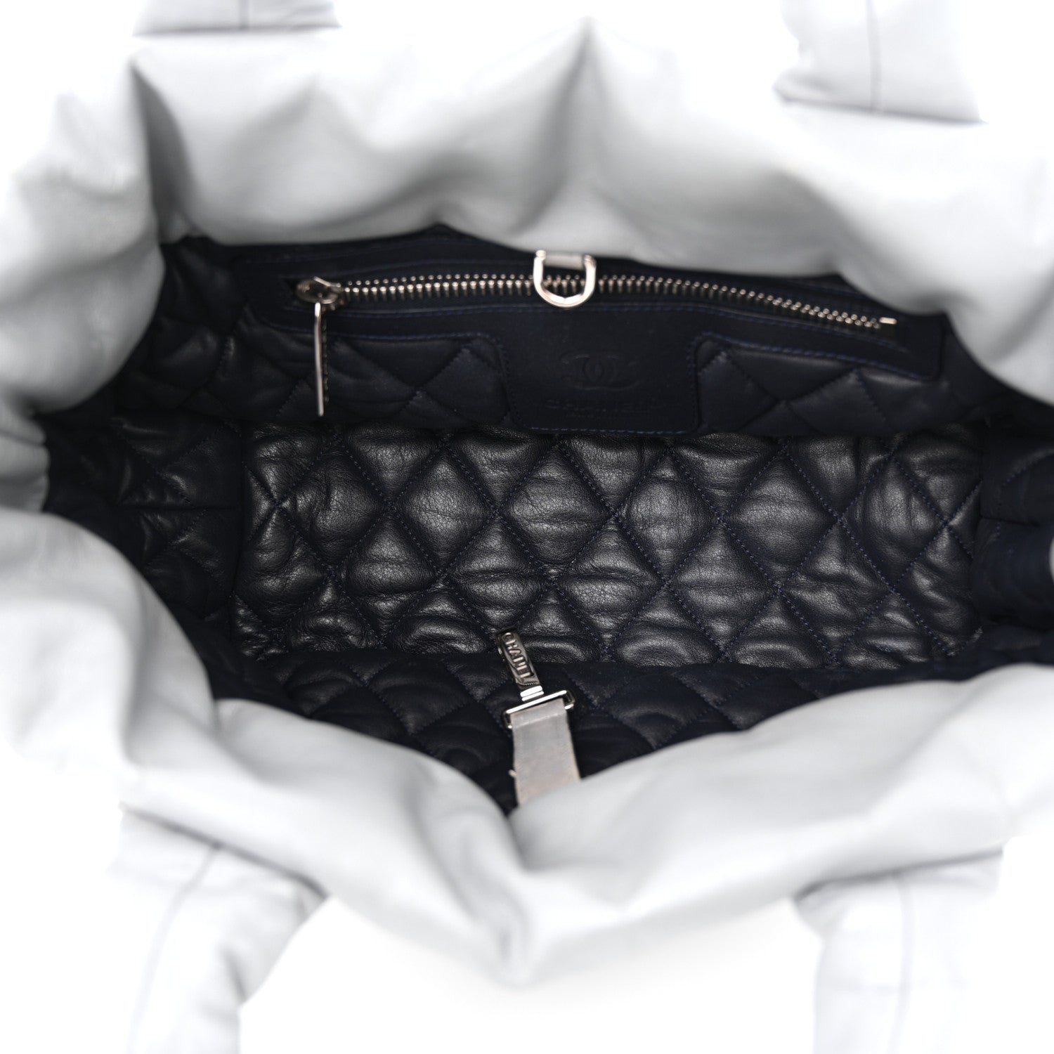 Chanel Metallic Lambskin Quilted Small Coco Cocoon Reversible Tote Light Grey 5 of 23