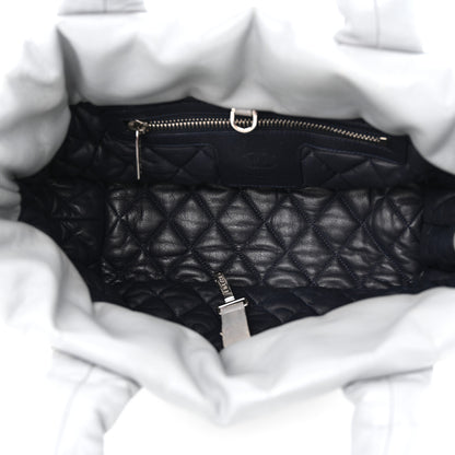 Chanel Metallic Lambskin Quilted Small Coco Cocoon Reversible Tote Light Grey 5 of 23