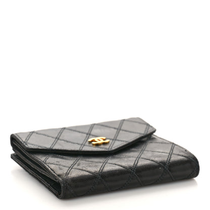 Chanel Calfskin Diamond Stitched Compact Wallet Black 4 of 12