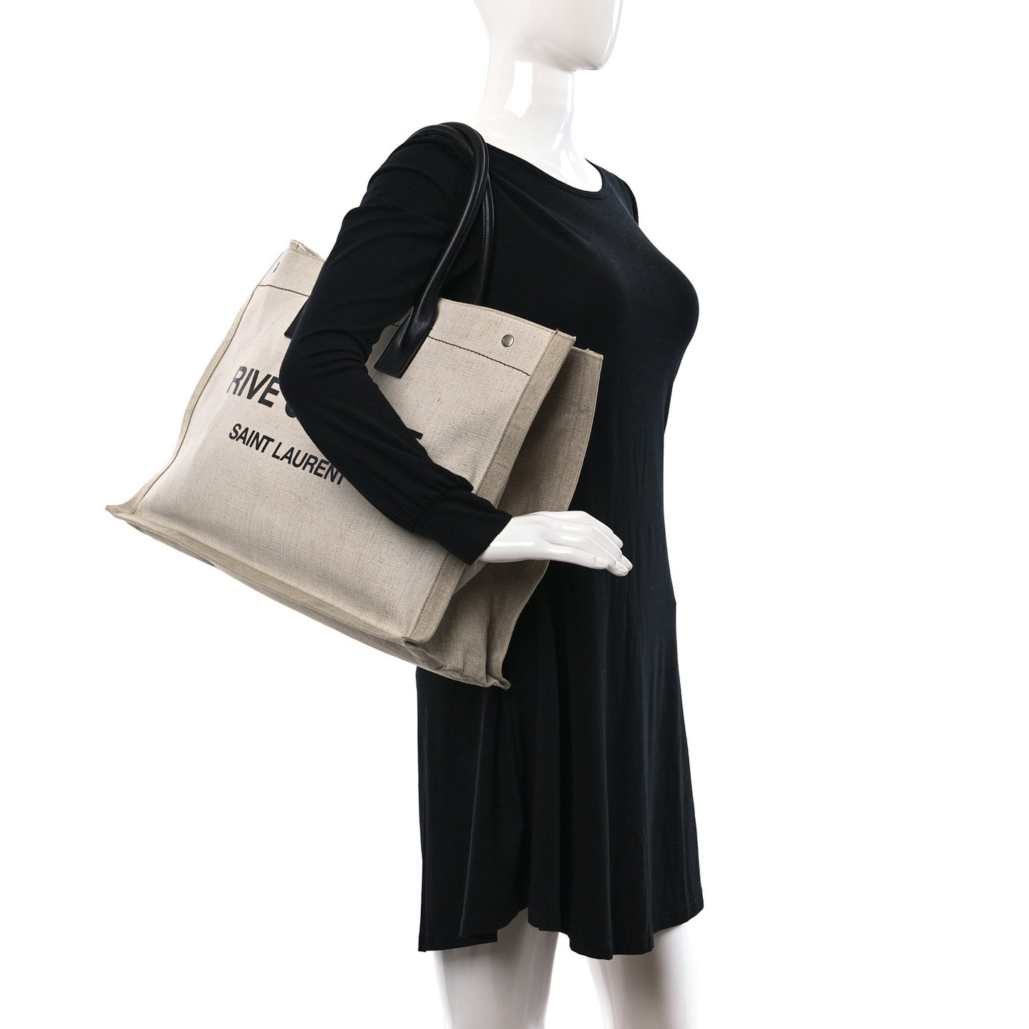 Linen Calfskin Rive Gauche Tote Optic White