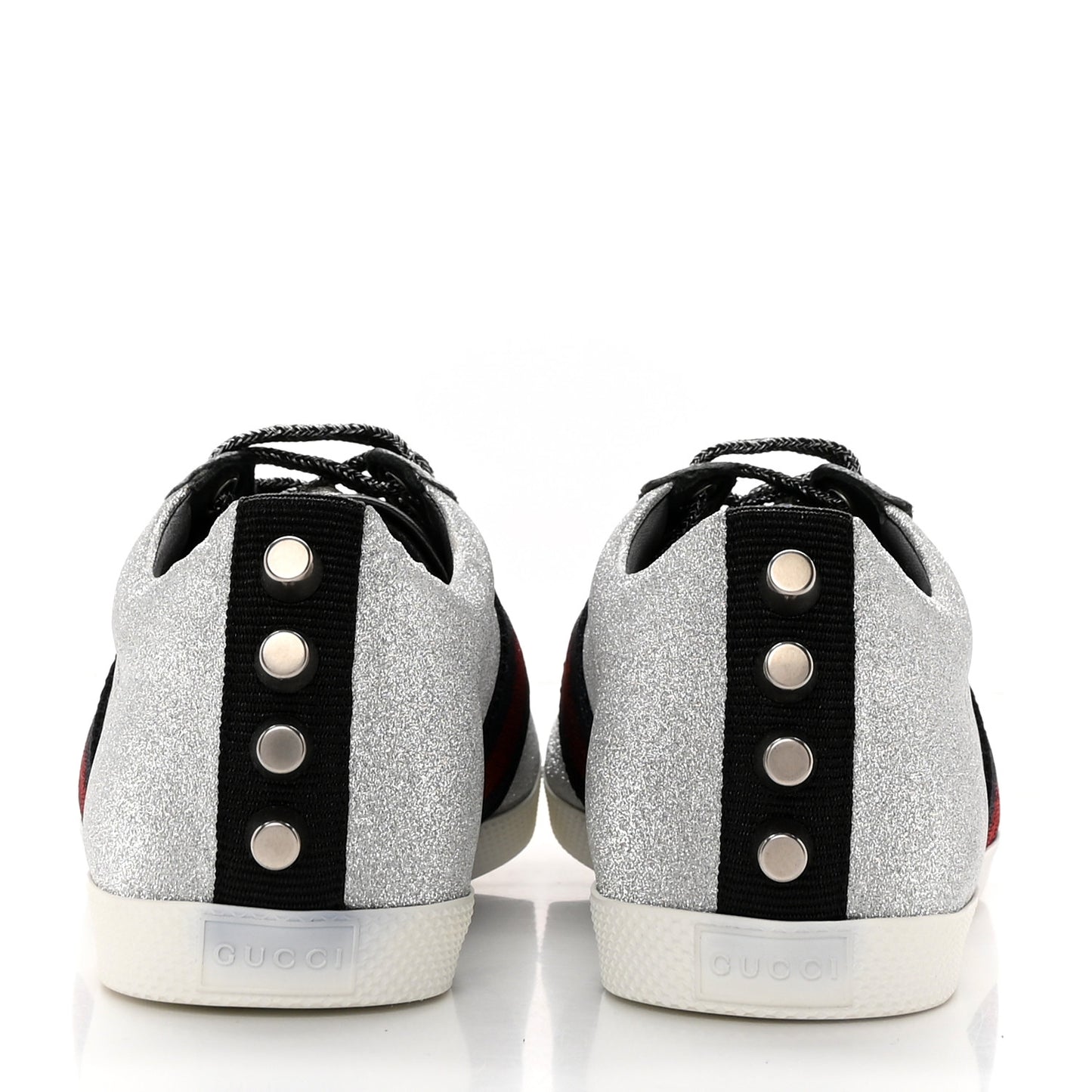 Glitter Fabric Studded Web Womens Sneakers 35.5 Silver