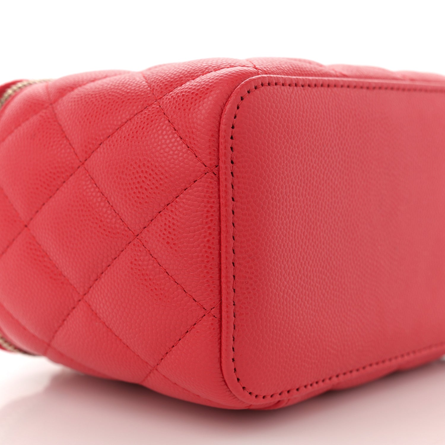 Chanel Caviar Quilted Small Vanity Case With Chain Red 9 of 11