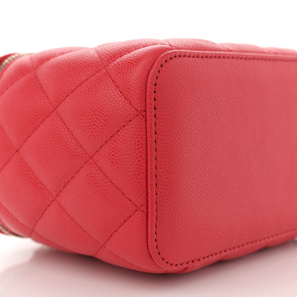 Chanel Caviar Quilted Small Vanity Case With Chain Red 9 of 11