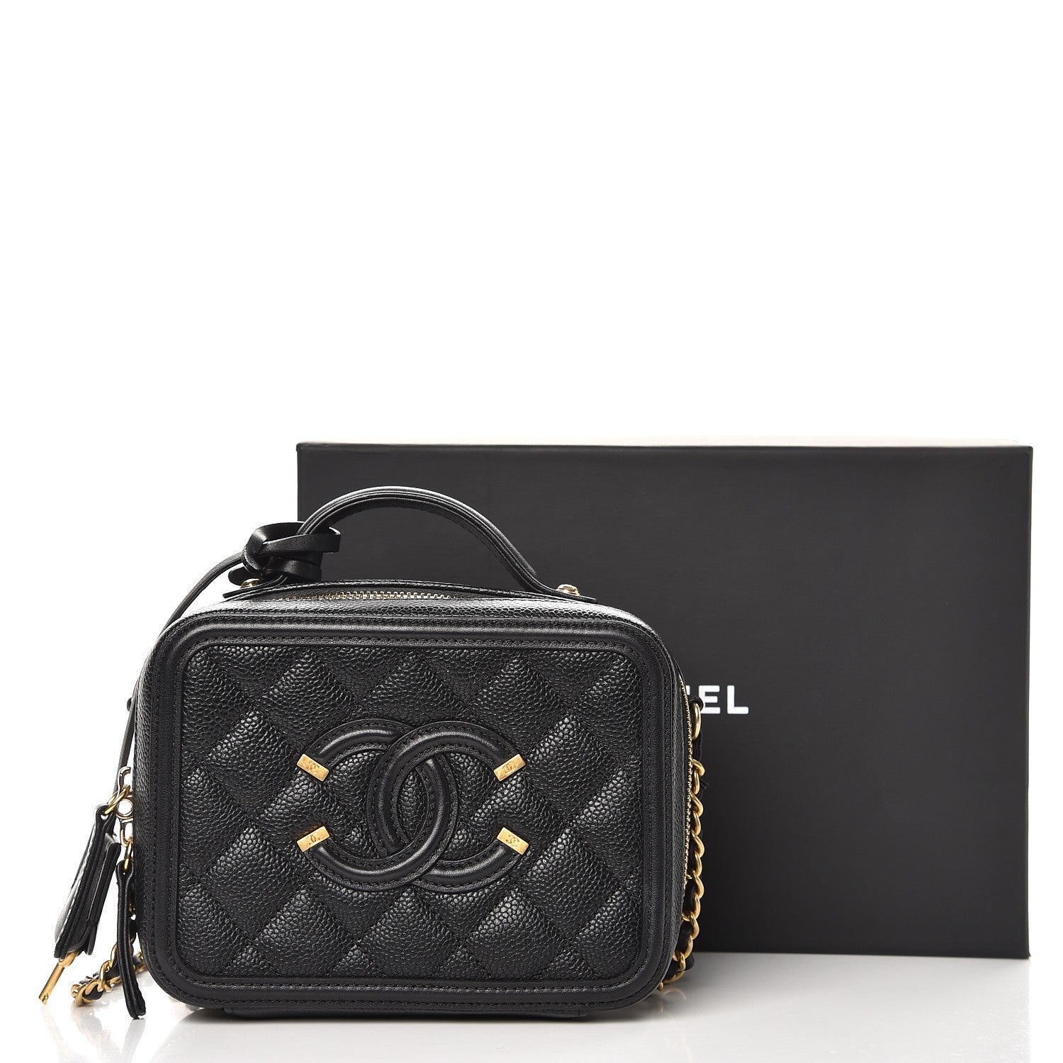 Chanel Caviar Quilted Small CC Filigree Vanity Case Black 9 of 9