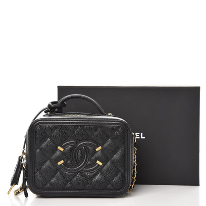 Chanel Caviar Quilted Small CC Filigree Vanity Case Black 9 of 9