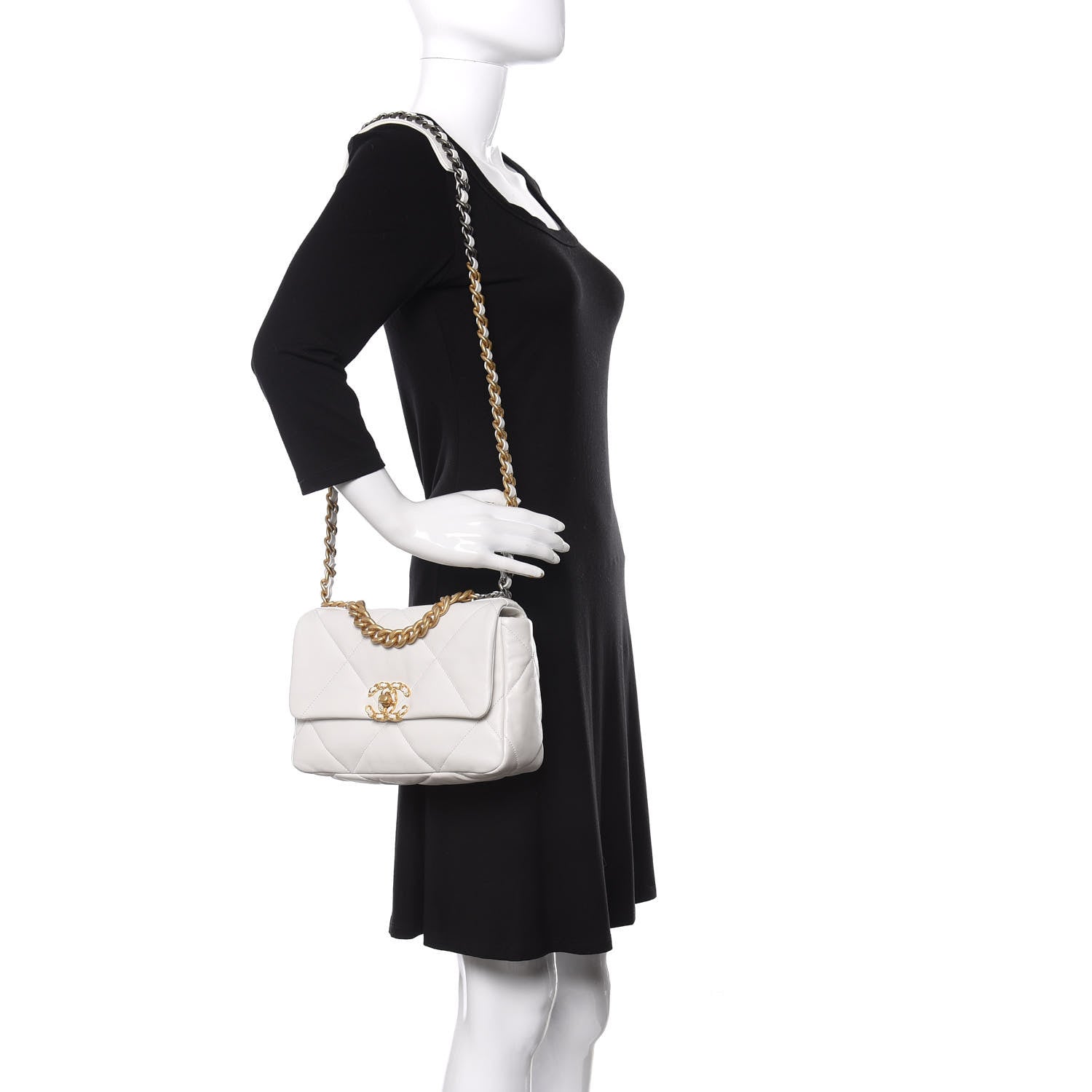 Chanel Goatskin Quilted Medium 19 Flap White 2 of 11