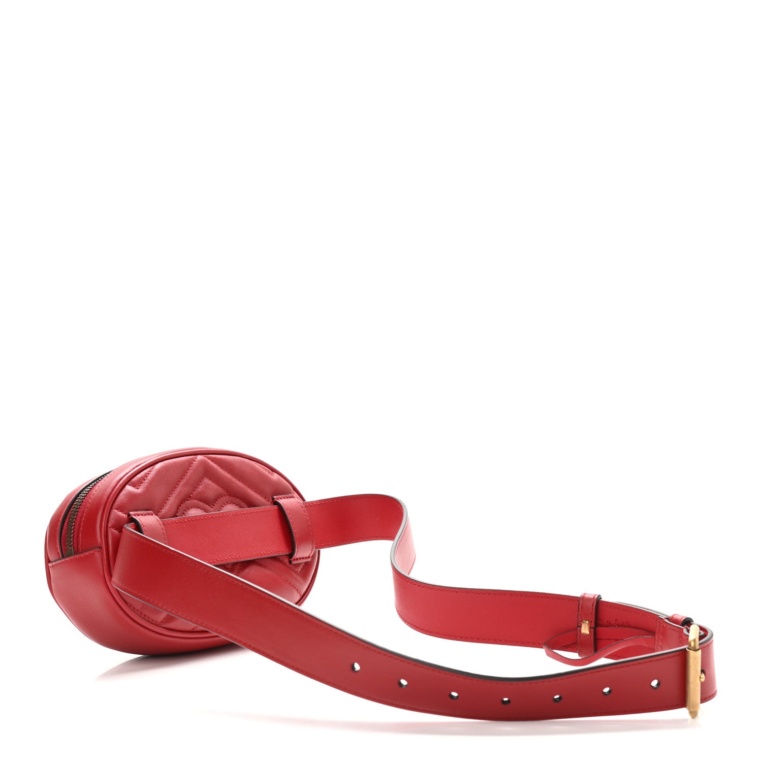 Gucci Calfskin Matelasse GG Marmont Belt Bag 85 34 Hibiscus Red 3 of 11