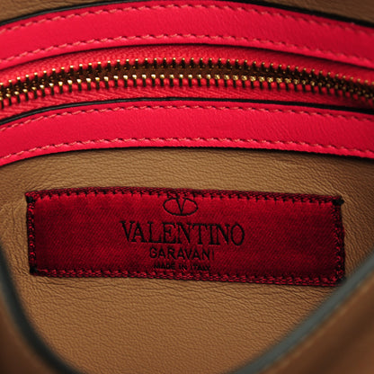 Valentino Garavani Calfskin Rivet Colorblock Shoulder Bag Pink Red 6 of 7
