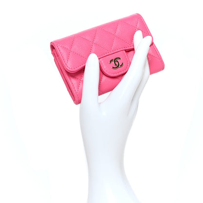 Chanel Caviar Quilted Flap Card Holder Wallet Pink 2 of 9