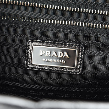 Prada Glace Calfskin Zippers Plaque Boston Black 6 of 12
