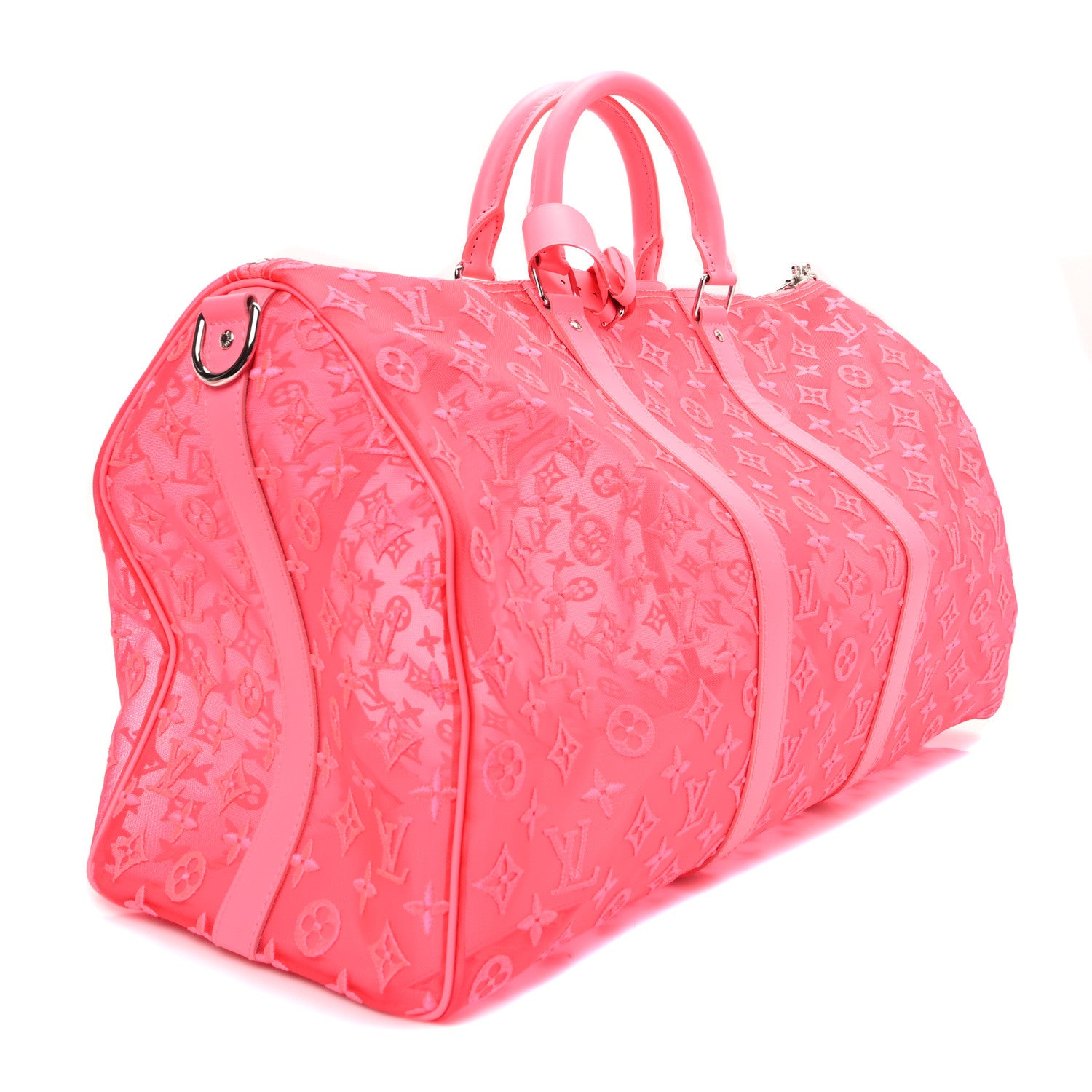 Louis Vuitton Monogram Fluo See Through Keepall Bandouliere 50 Rose 2 of 8