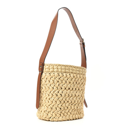 Prada Raffia City Calf Bucket Bag Naturale Cognac 3 of 9