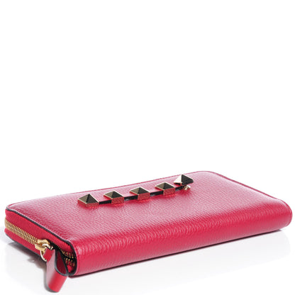 Valentino Garavani Grained Calfskin Rockstud Zip Around Wallet Scarlet 6 of 20