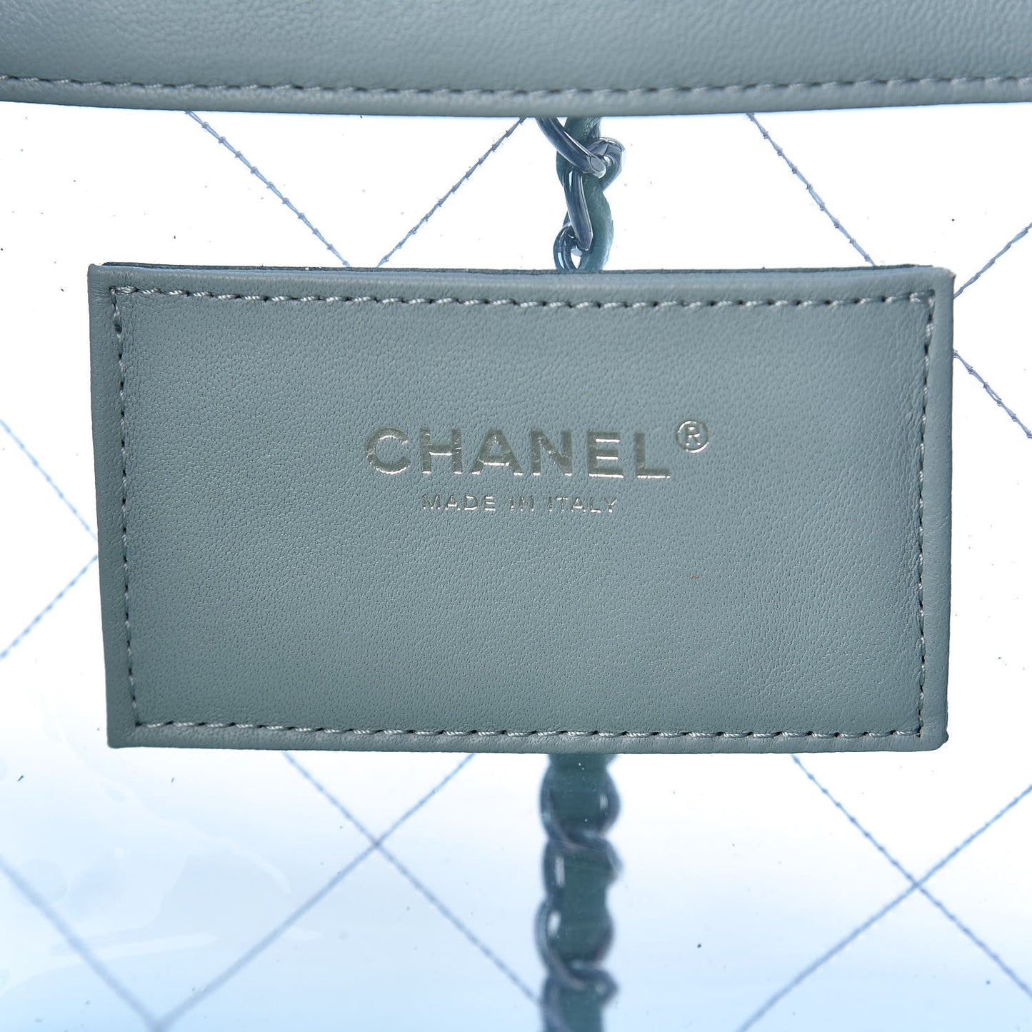 Lambskin PVC Quilted Large Coco Splash Shopping Bag Blue Green