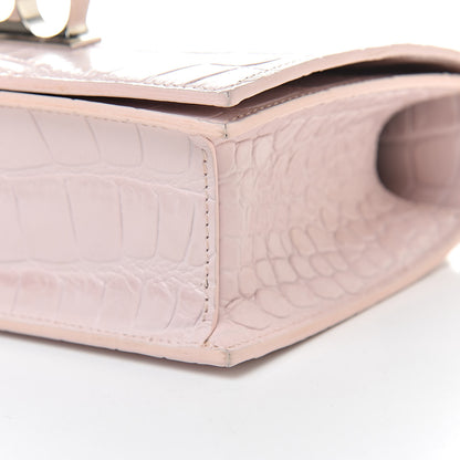 Alexander McQueen Calfskin Crocodile Embossed Knuckle Shoulder Bag Light Pink 10 of 14