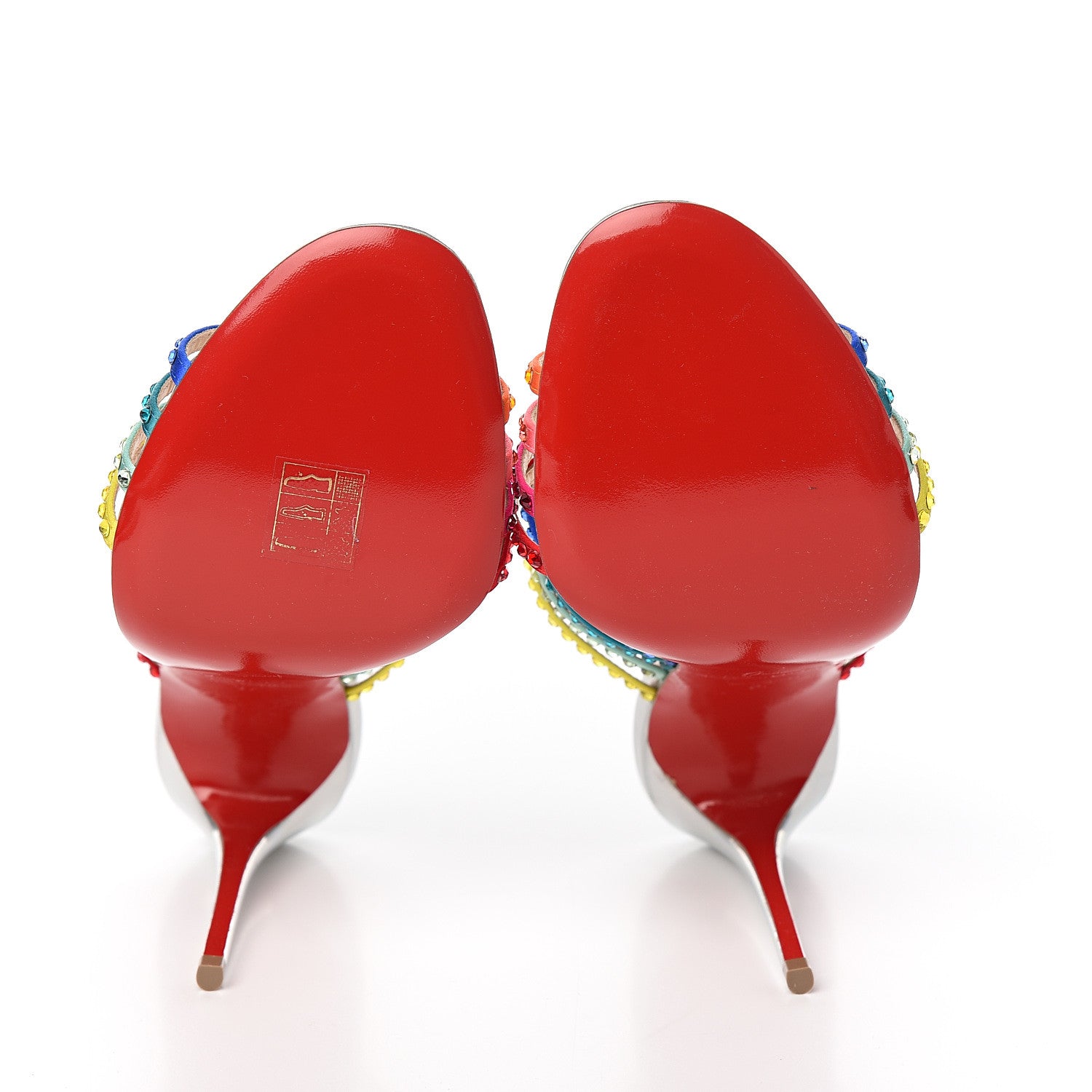 Christian Louboutin Specchio Calfskin Crystal Marthastrass 100 Slide Sandals 37 Silver Multicolor 5 of 9