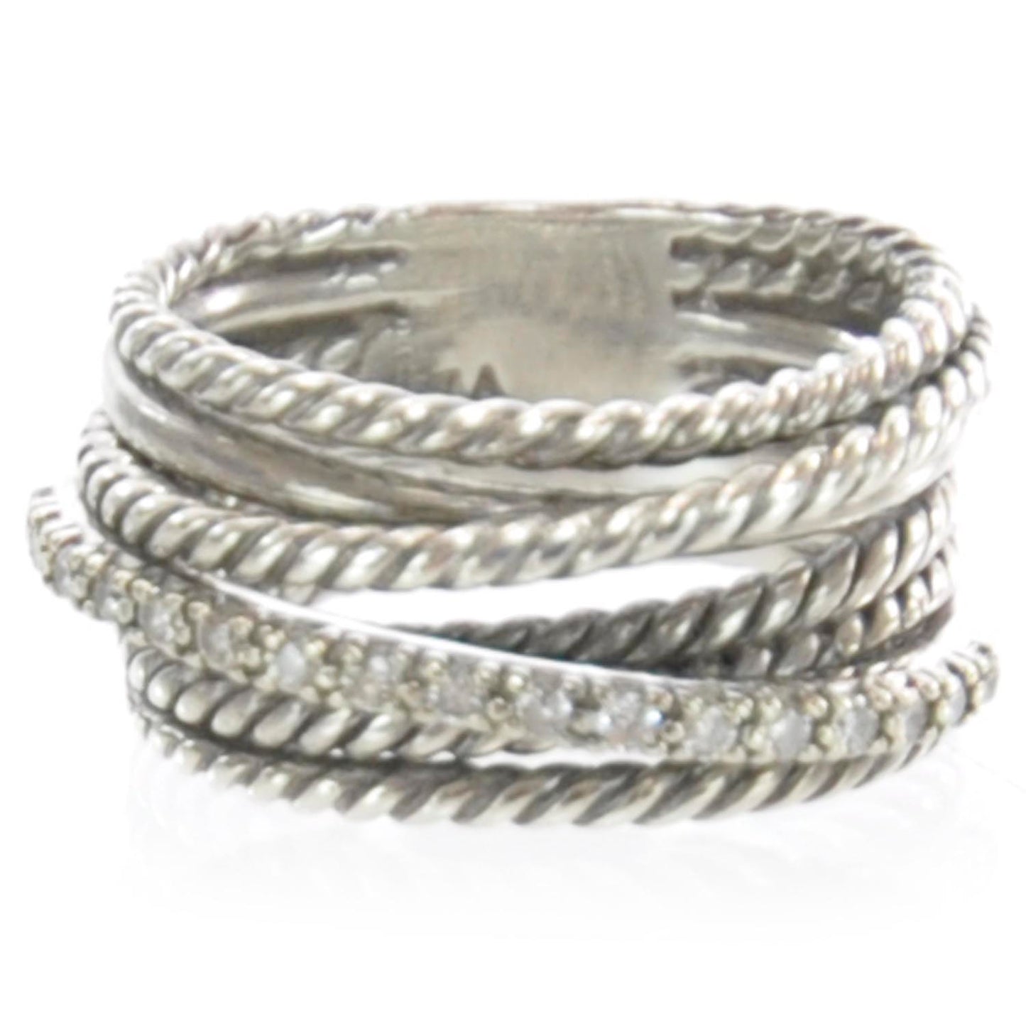 Sterling Silver 14k Gold Diamond Multi Cable Wrap Ring 7