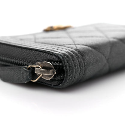 Chanel Metallic Calfskin Quilted Small Boy Zip Around Wallet Charcoal 9 of 11