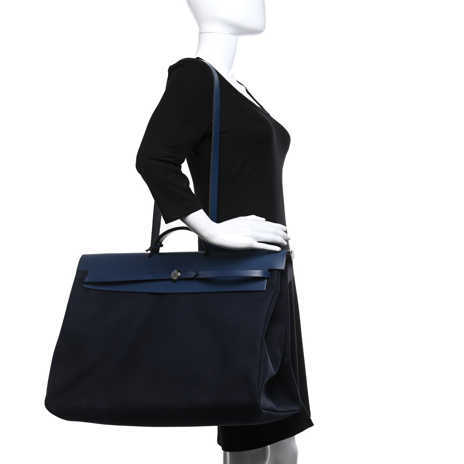 Hermes Toile Vache Hunter Herbag 50 Bleu Marine 3 of 11