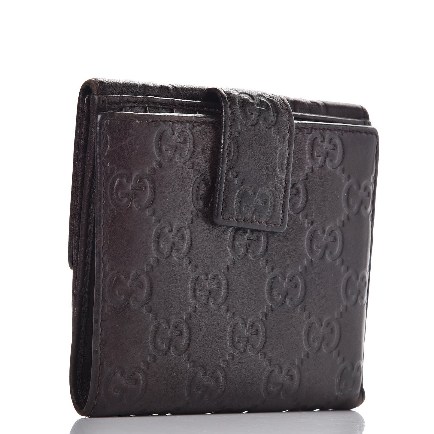 Guccissima Princy French Flap Wallet Chocolate Brown