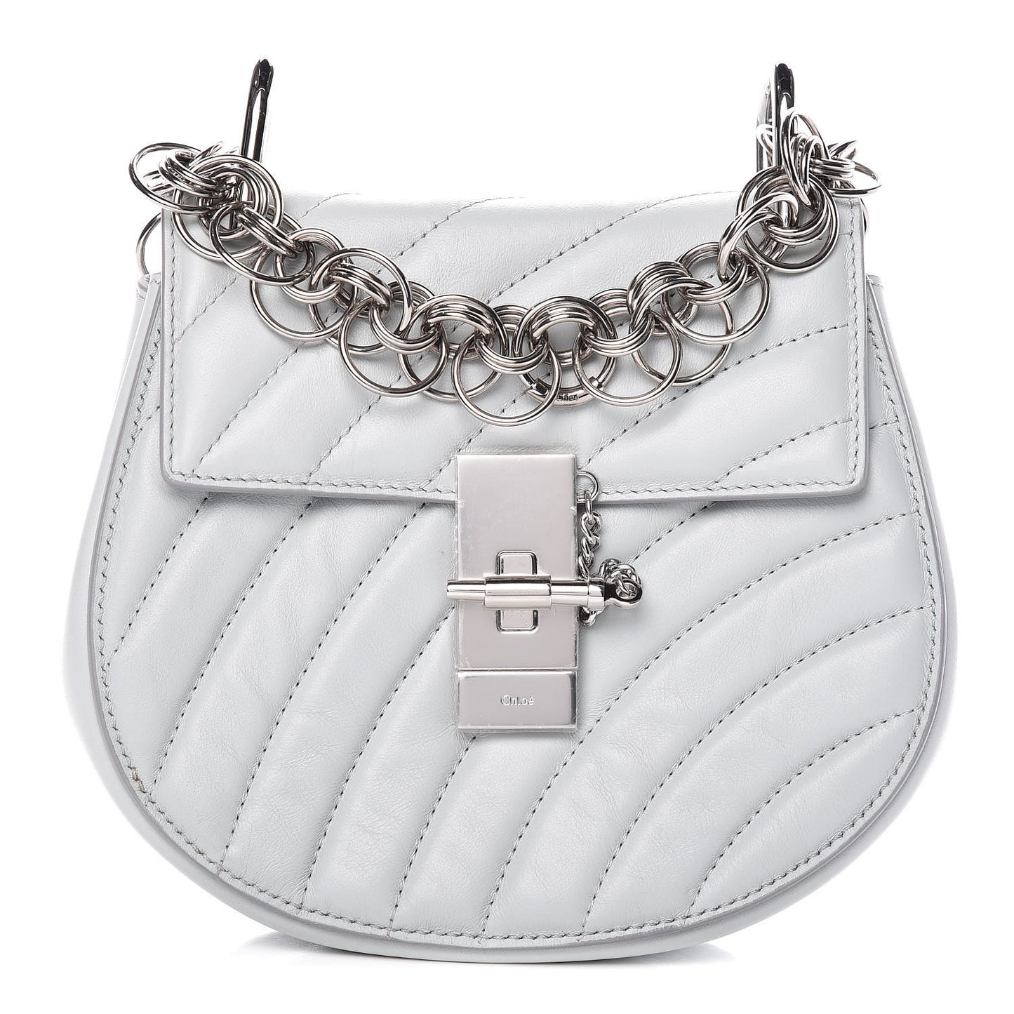 Calfskin Quilted Mini Drew Bijou Shoulder Bag Airy Grey