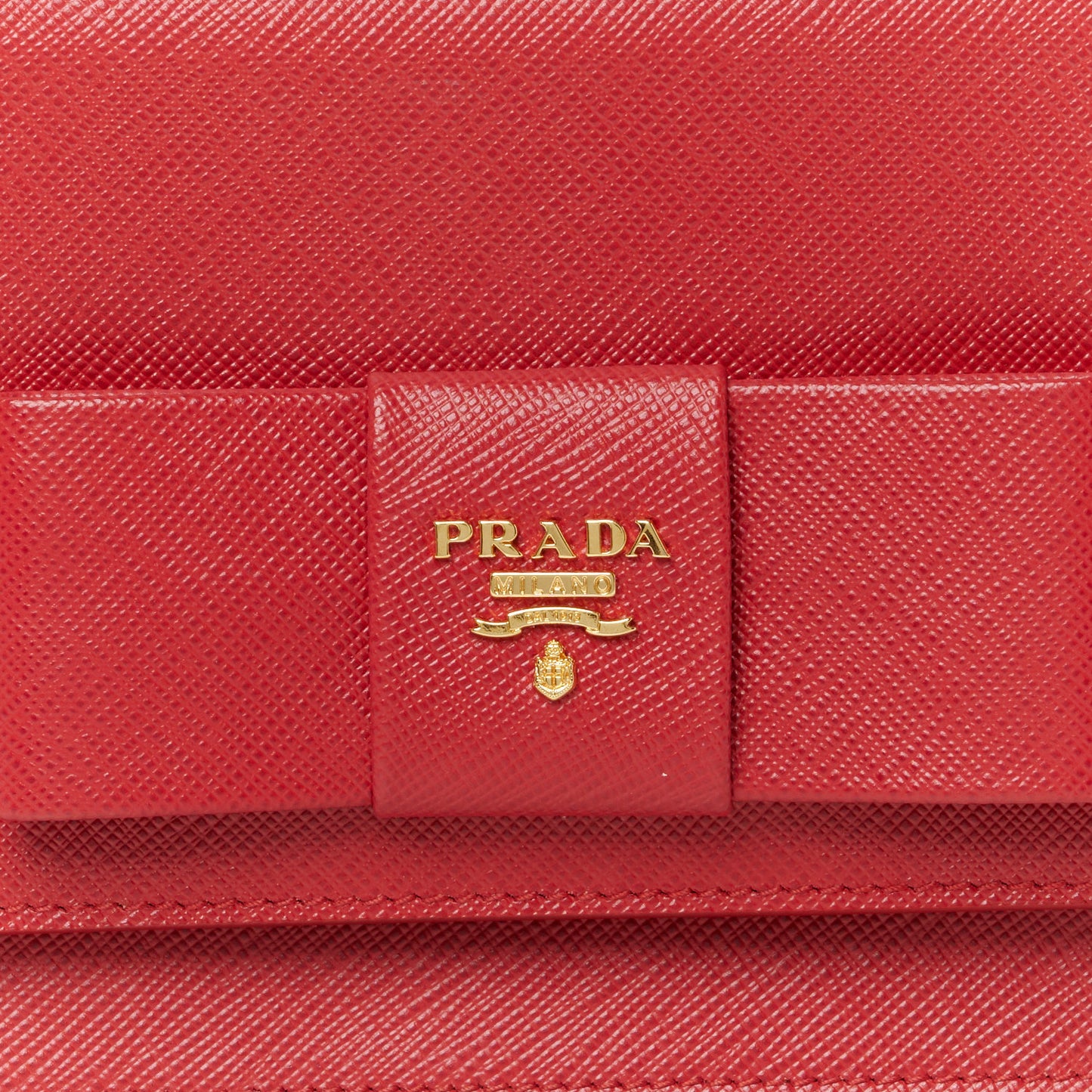 Saffiano Fiocco Bow Flap Wallet Rosso