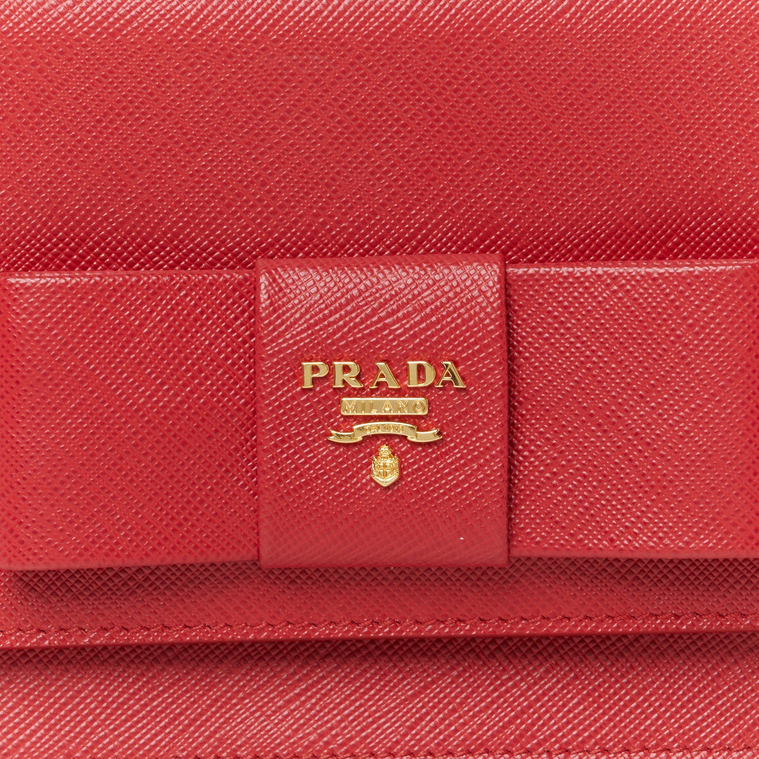 Prada Saffiano Fiocco Bow Flap Wallet Rosso 8 of 10