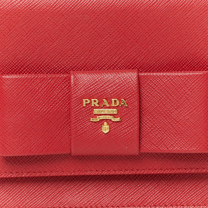 Prada Saffiano Fiocco Bow Flap Wallet Rosso 8 of 10