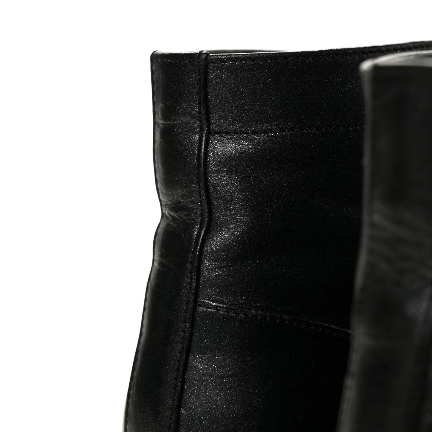 Iridescent Calfskin Patent Cap Toe Combat Boots 39.5 Black