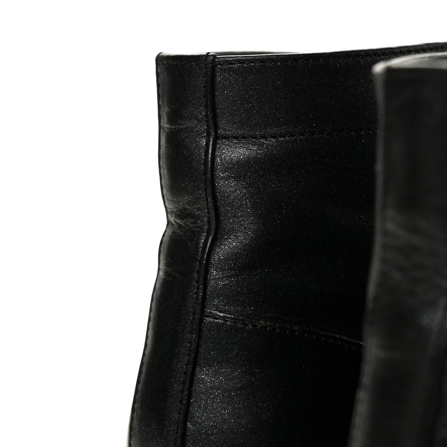 Chanel Iridescent Calfskin Patent Cap Toe Combat Boots 39.5 Black 9 of 9