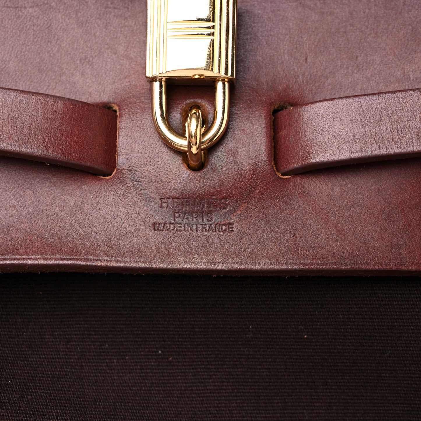 Toile Vache Calfskin Herbag 30 PM Backpack Havane