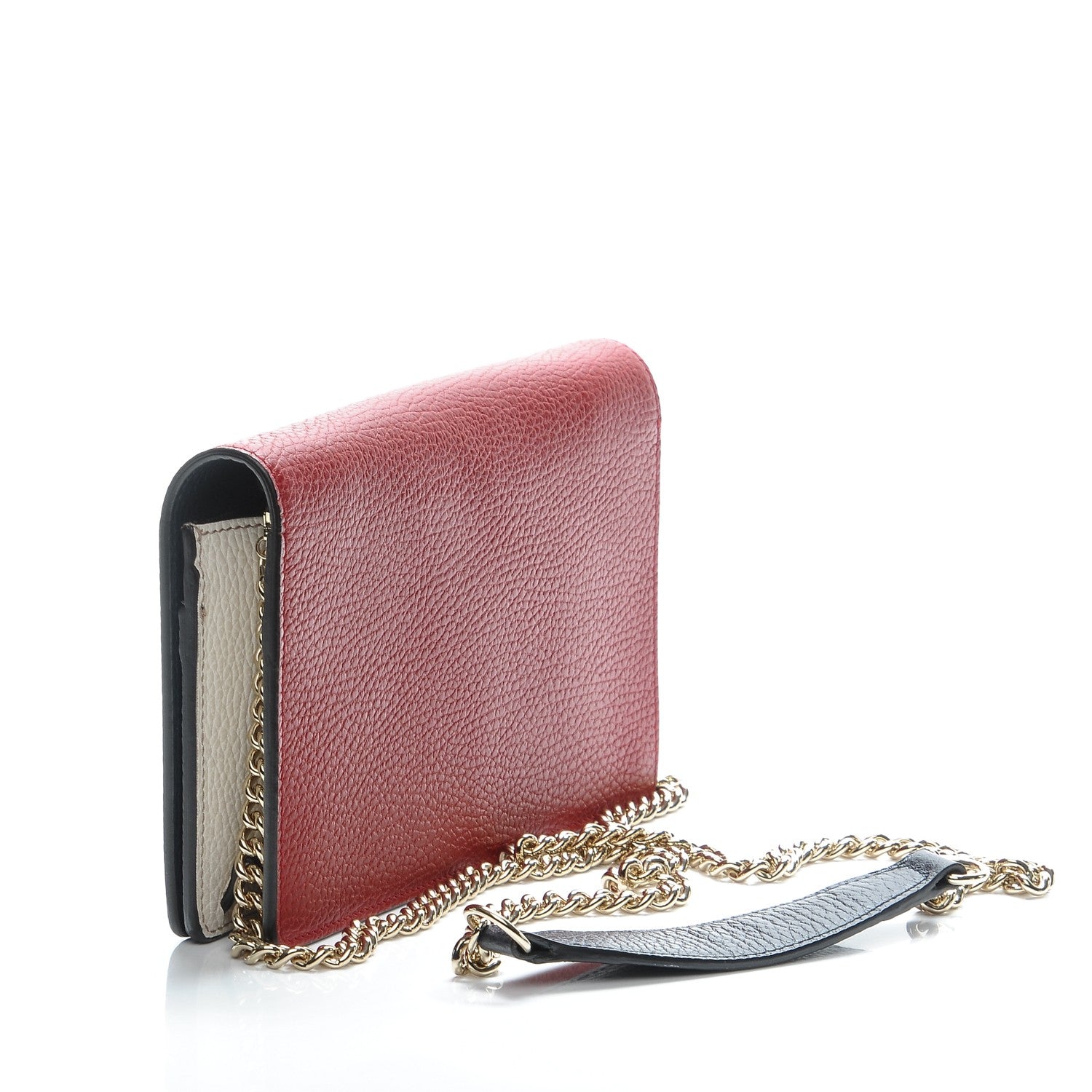 Gucci Dollar Calfskin Soho Wallet On Chain Hibiscus Red Mystic White Blue 3 of 6