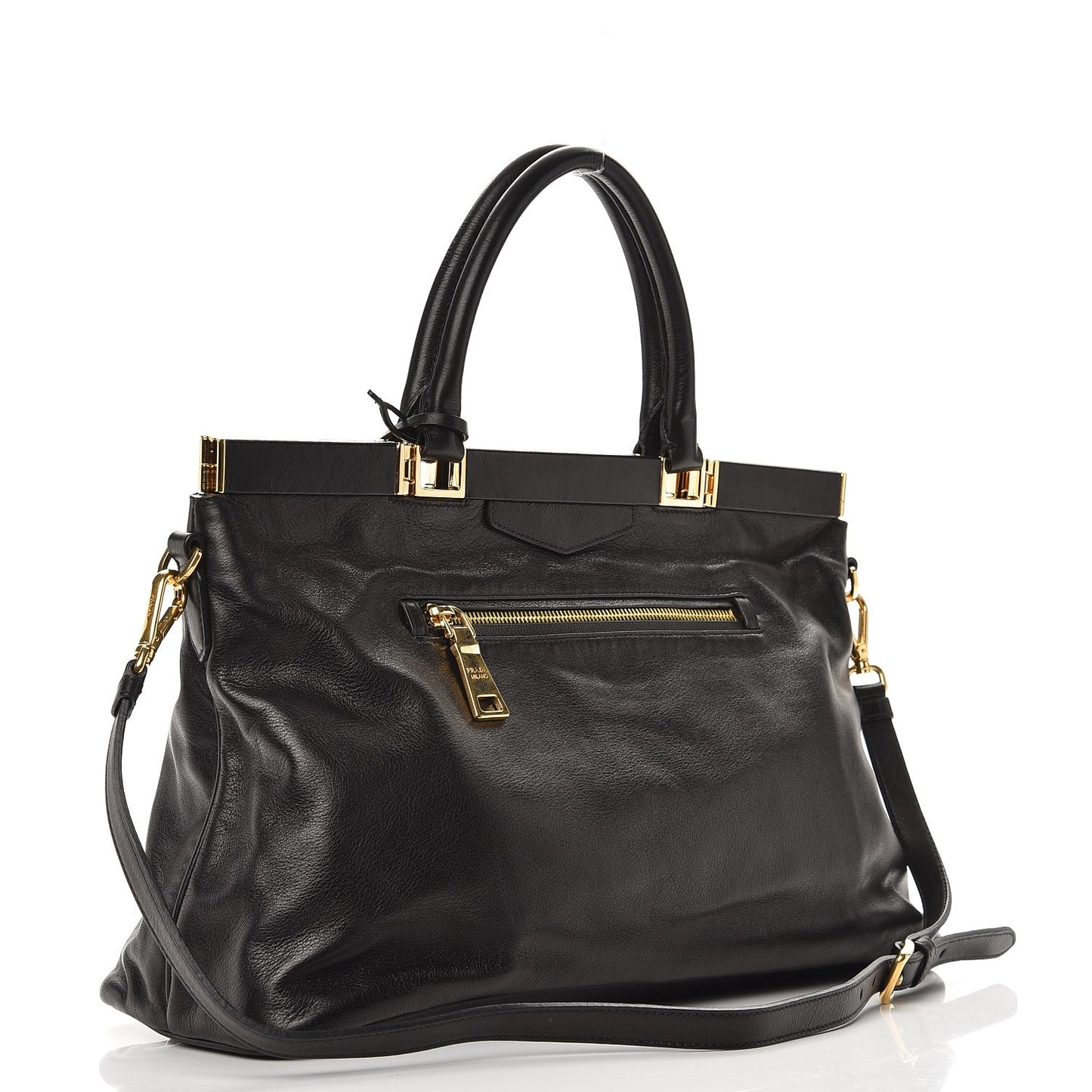 Soft Calf Frame Shoulder Bag Black