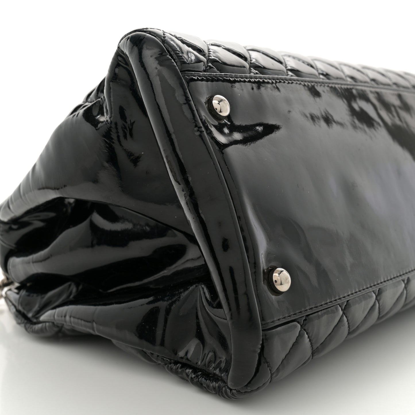 Patent Quilted Large Just Mademoiselle Bowling Bag Black