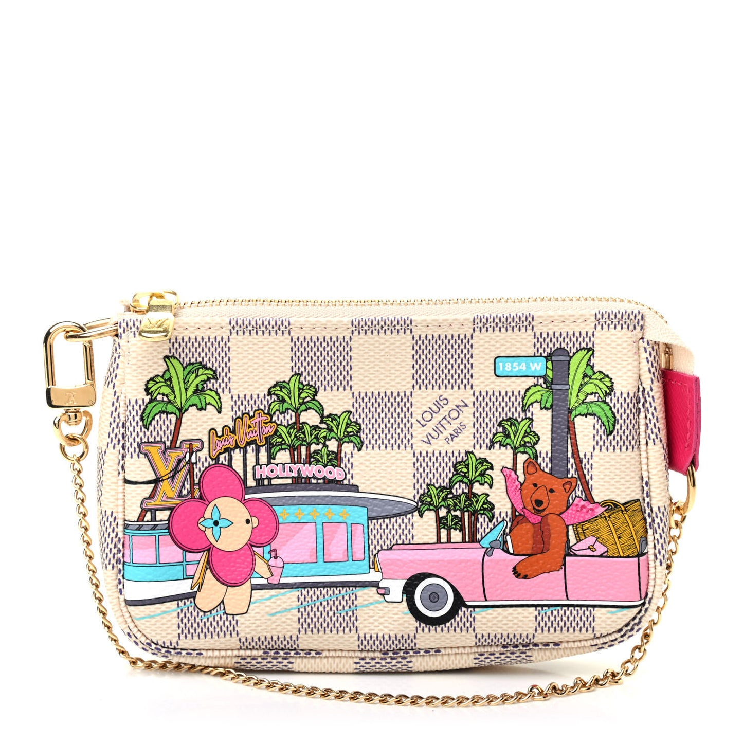 Damier Azur 2021 Christmas Animation Hollywood Mini Pochette Accessories Fuchsia