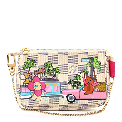 Louis Vuitton Damier Azur 2021 Christmas Animation Hollywood Mini Pochette Accessories Fuchsia 1 of 7