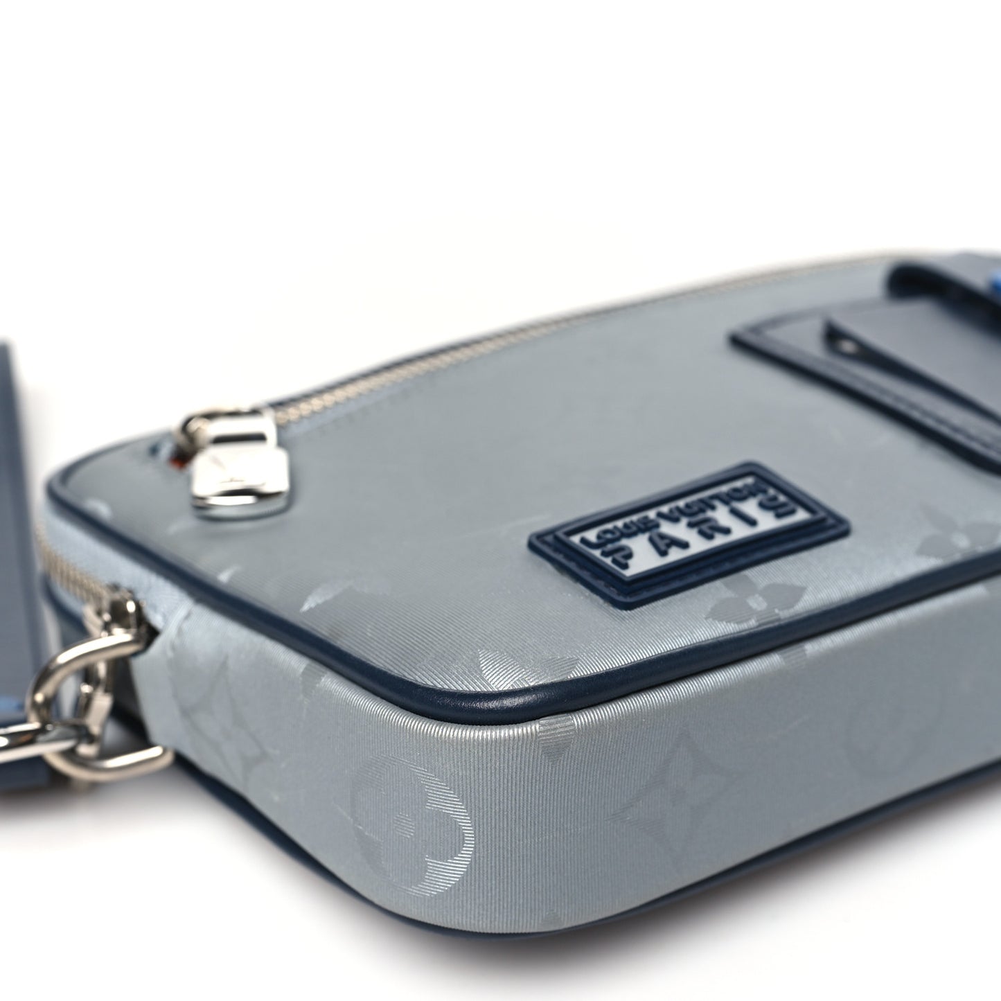 Monogram Satellite Alpha Clutch Silver