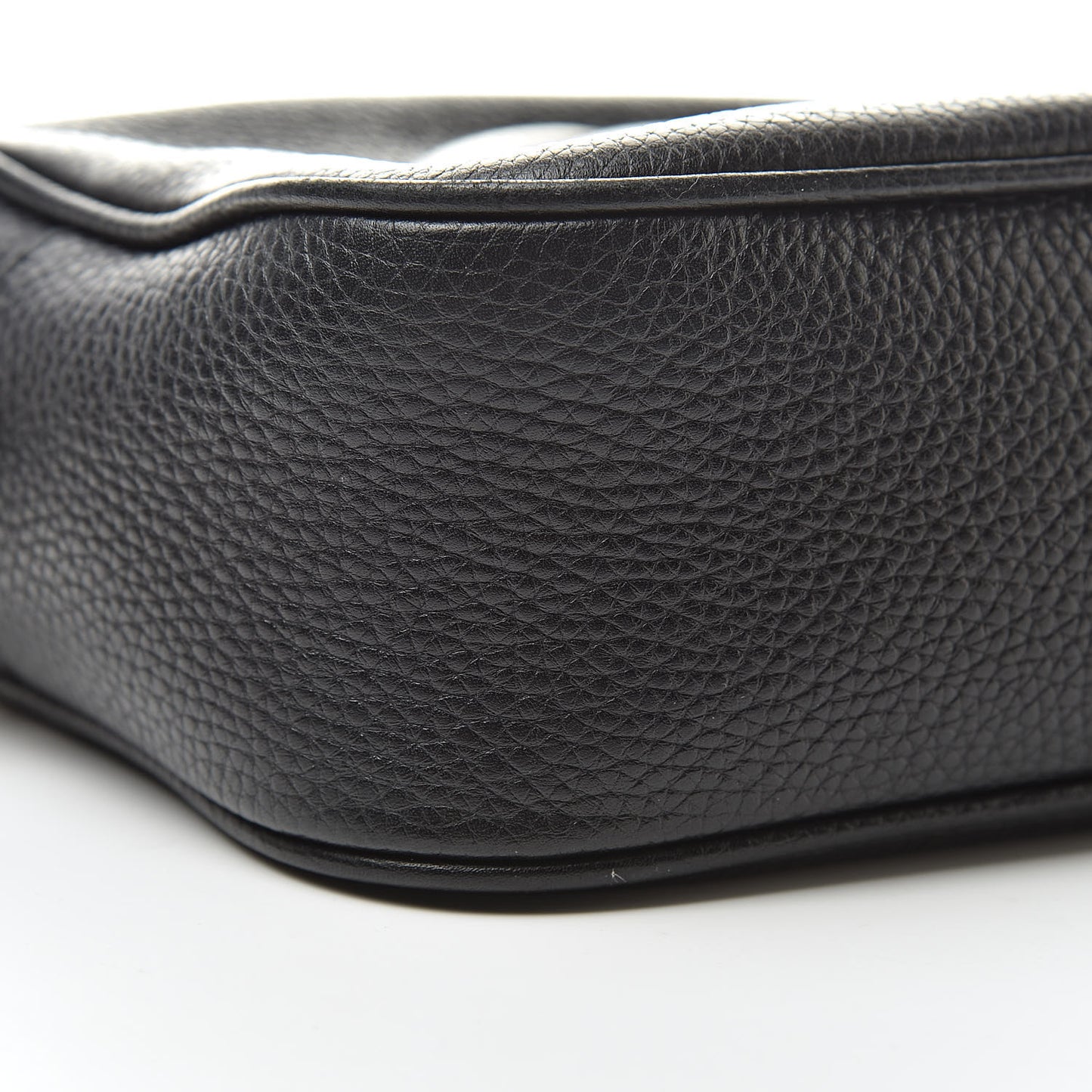Pebbled Calfskin Small Soho Disco Bag Black