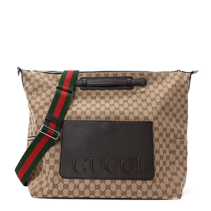Gucci Monogram Calfskin Web Medium Duffle Beige Ebony New Acero 1 of 10