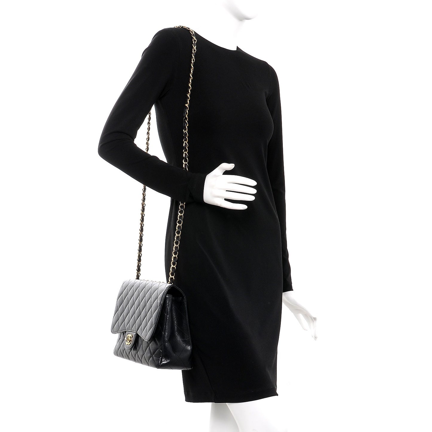 Caviar Quilted Jumbo Single Flap Black