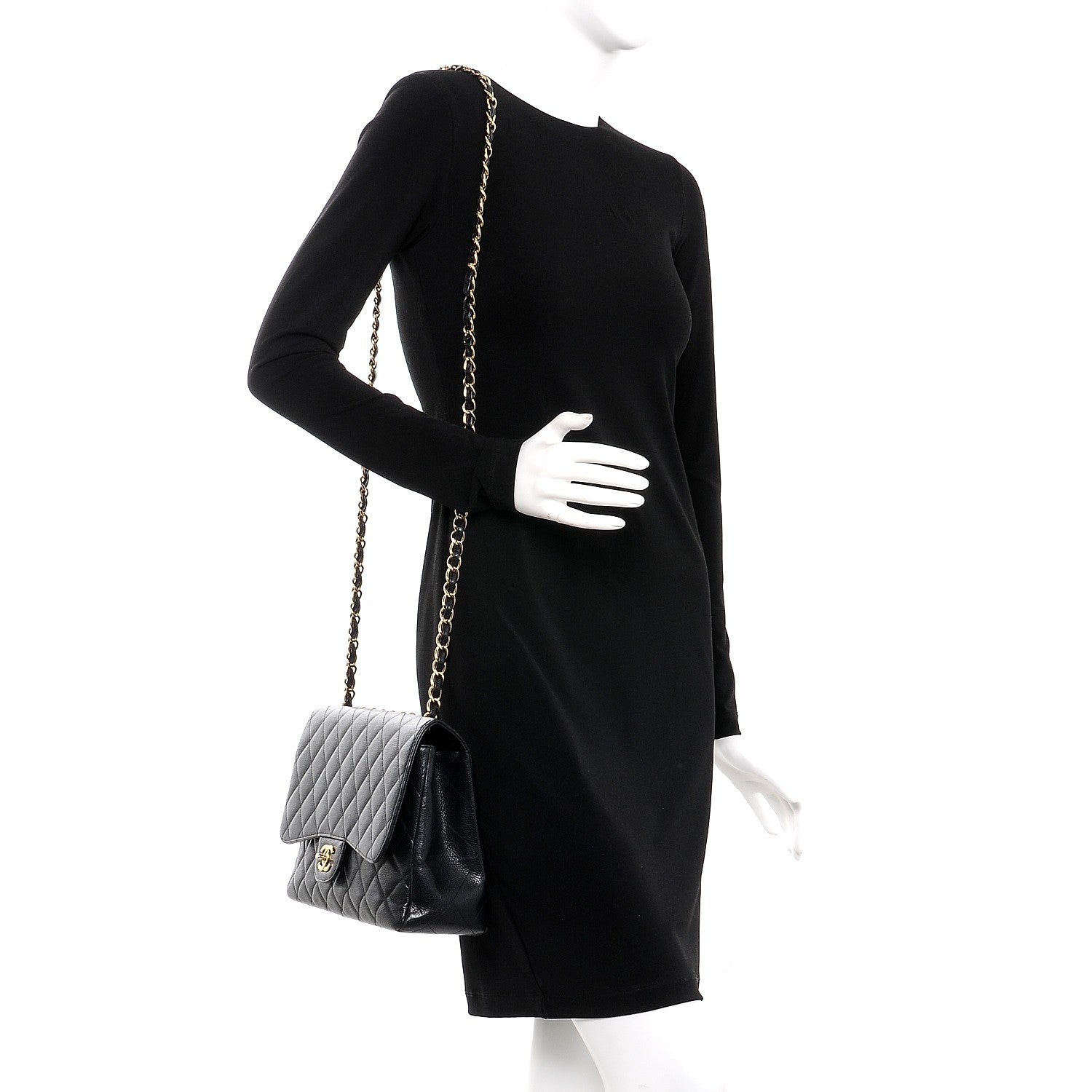 Chanel Caviar Quilted Jumbo Single Flap Black 2 of 10