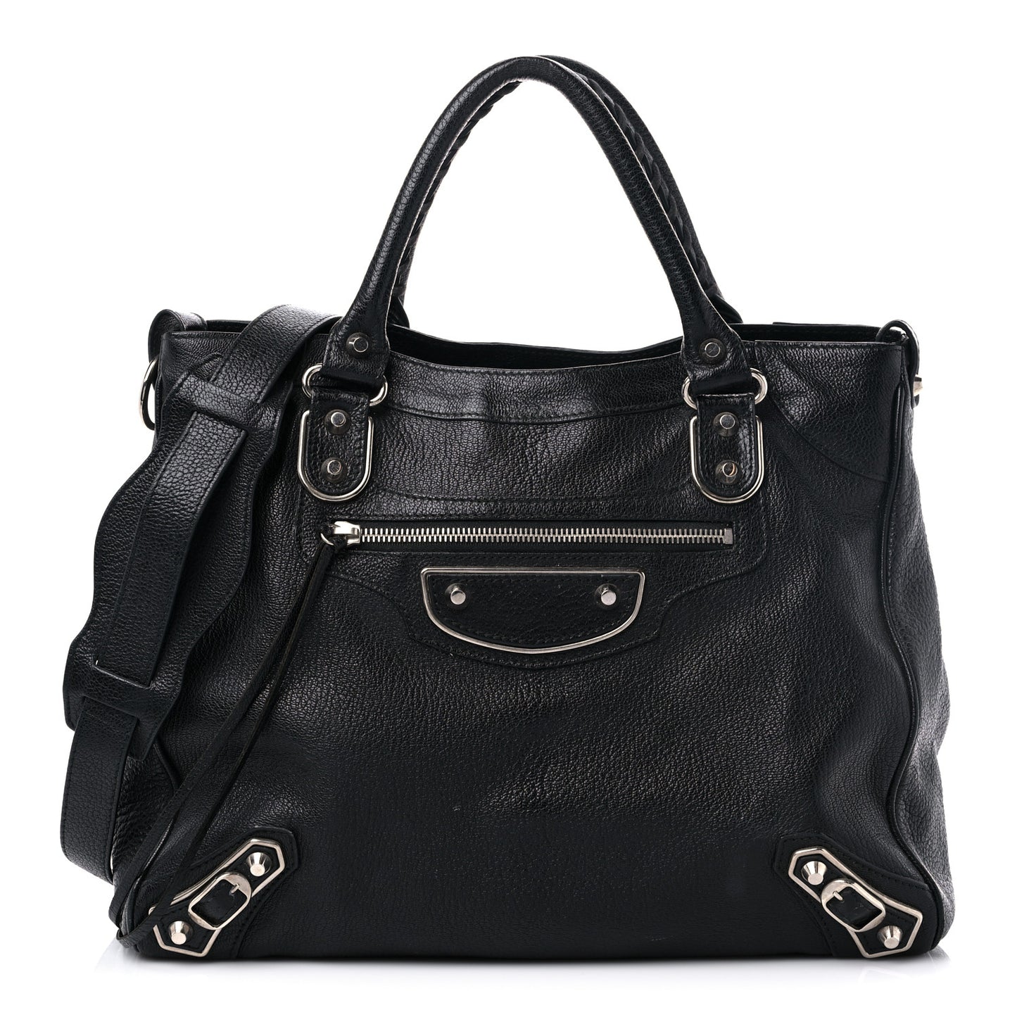 Chevre Silver Metallic Edge Hardware Velo Black