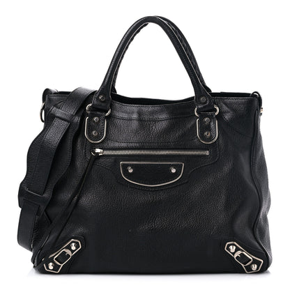Balenciaga Chevre Silver Metallic Edge Hardware Velo Black 1 of 20