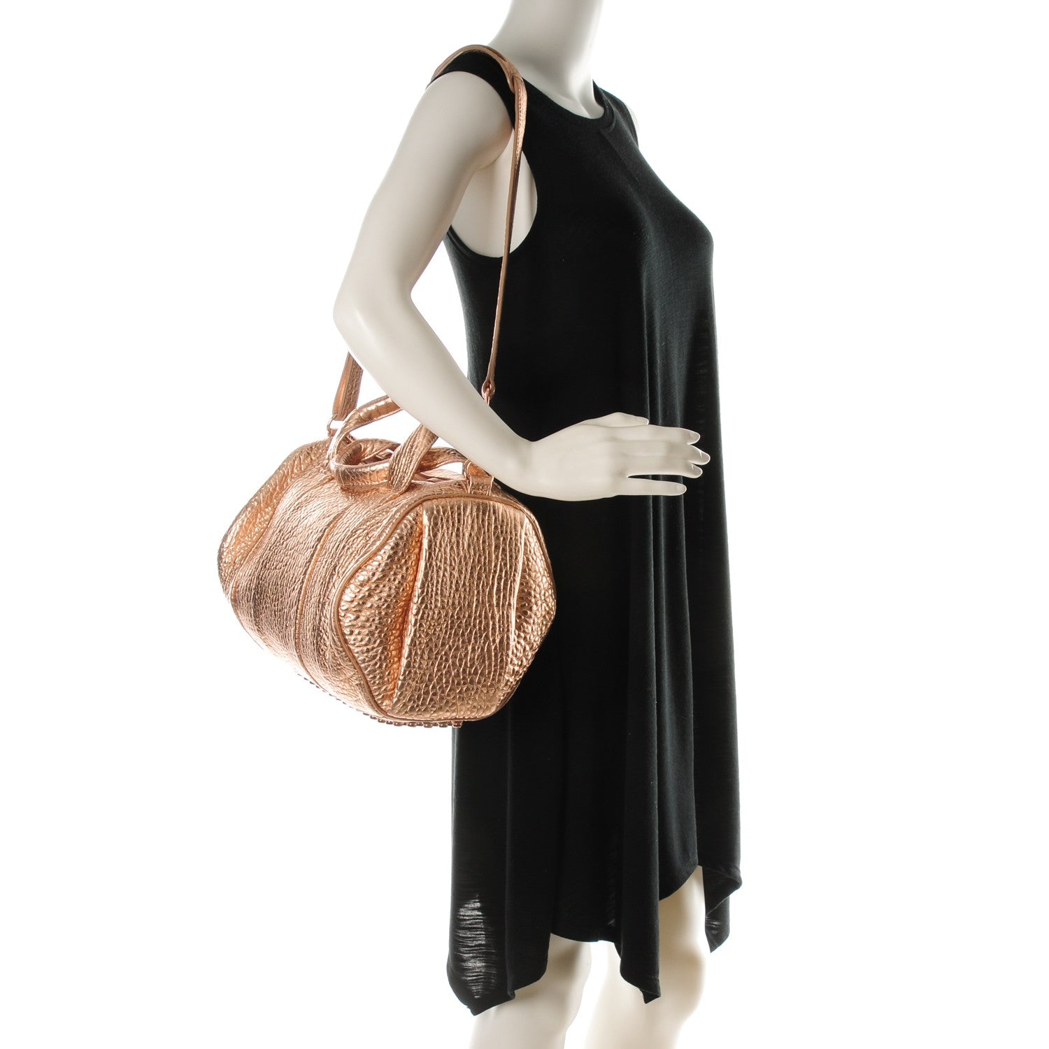 Alexander Wang Metallic Pebbled Lambskin Rocco Rose Gold Hardware 2 of 8